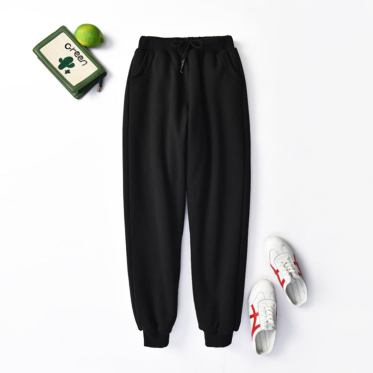 Large Size High Waist Loose Sports and Leisure Plus Fat Lamb Wool Trousers