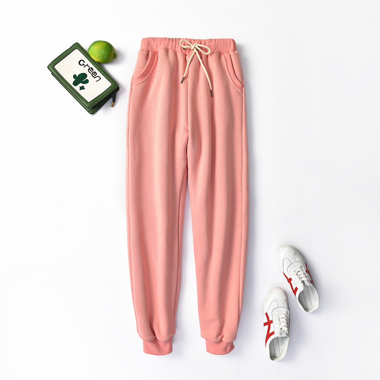 Large Size High Waist Loose Sports and Leisure Plus Fat Lamb Wool Trousers