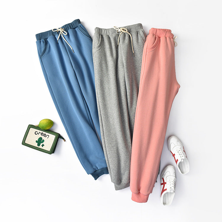Large Size High Waist Loose Sports and Leisure Plus Fat Lamb Wool Trousers
