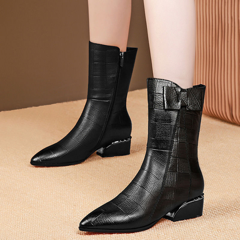 High Heel Soft Leather Martin Boots