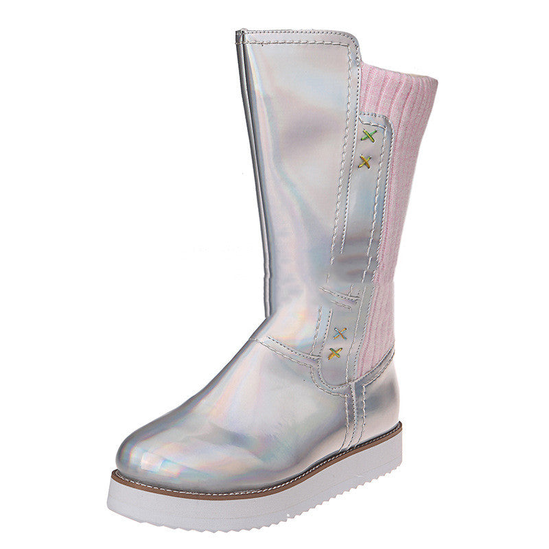 New Large Size Flat Snow Boots Woolen Mid-up Boots