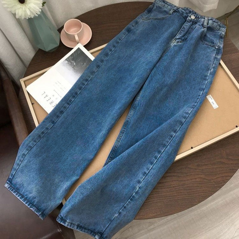 Women's straight-leg high-rise washed jeans