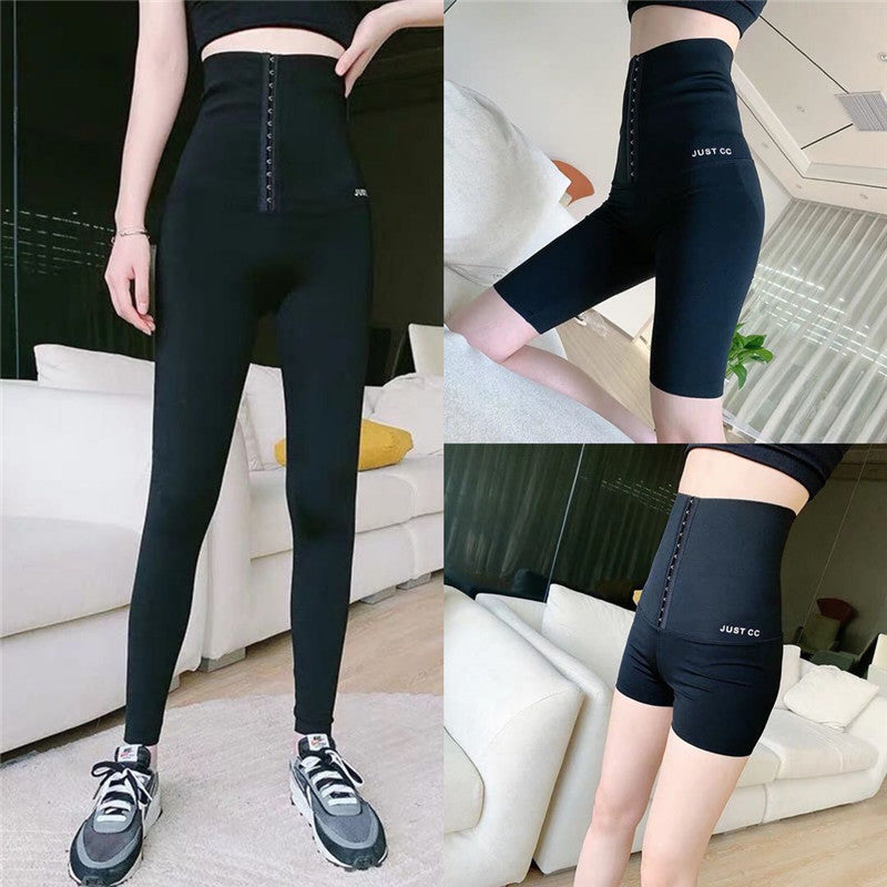 breasted Abdomen Trousers High-waisted Hip-lifting Corset Waisted Cycling Pants