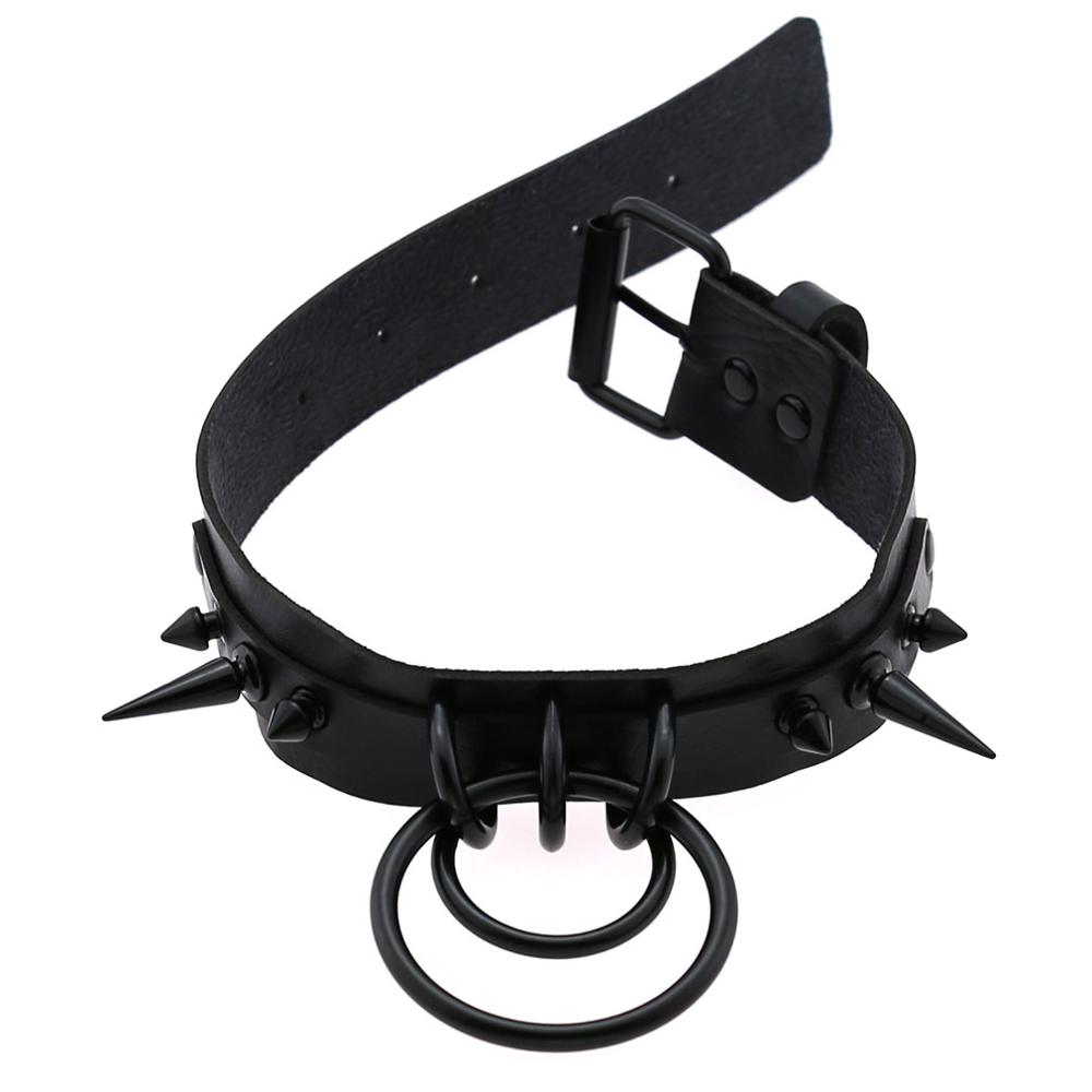Punk Choker Rivet Buckle Spike Collar Necklace Black  Mens Womens
