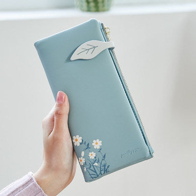 Printed Ladies Long Wallet Large Capacity Folding PU Female Hand Bag