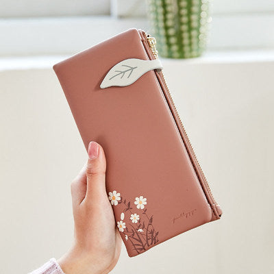 Printed Ladies Long Wallet Large Capacity Folding PU Female Hand Bag