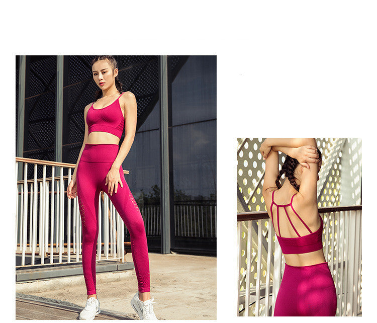 European And American Running Beauty Back Sports Bra Set