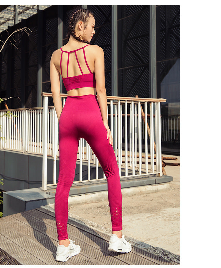 European And American Running Beauty Back Sports Bra Set