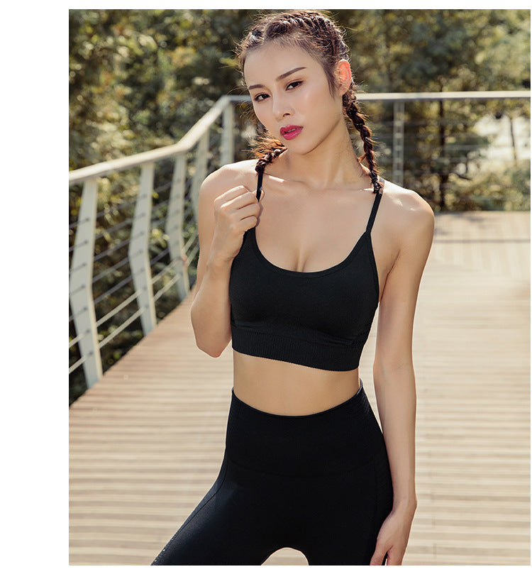 European And American Running Beauty Back Sports Bra Set