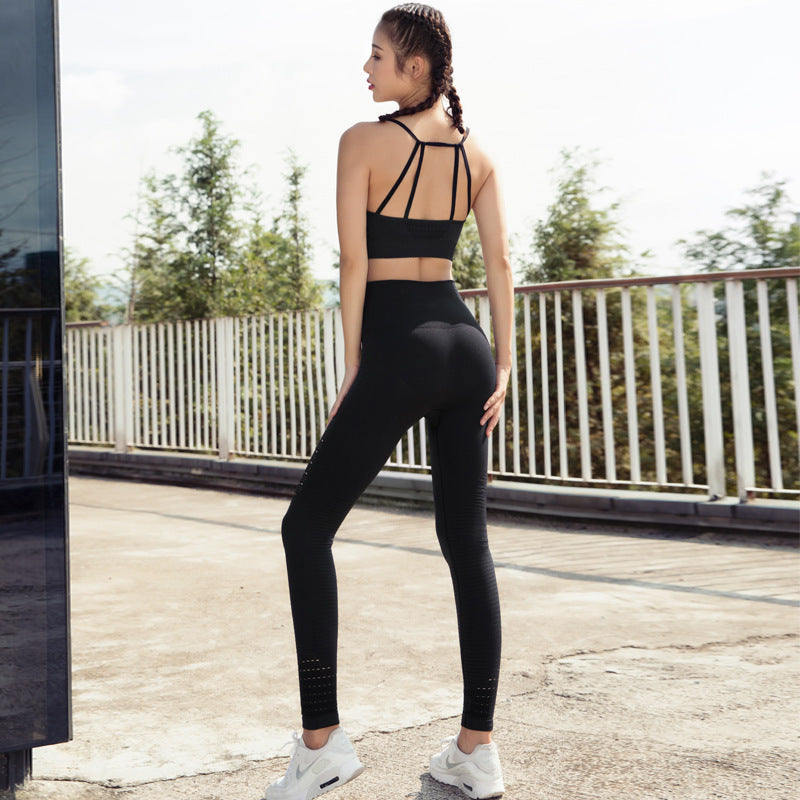 European And American Running Beauty Back Sports Bra Set