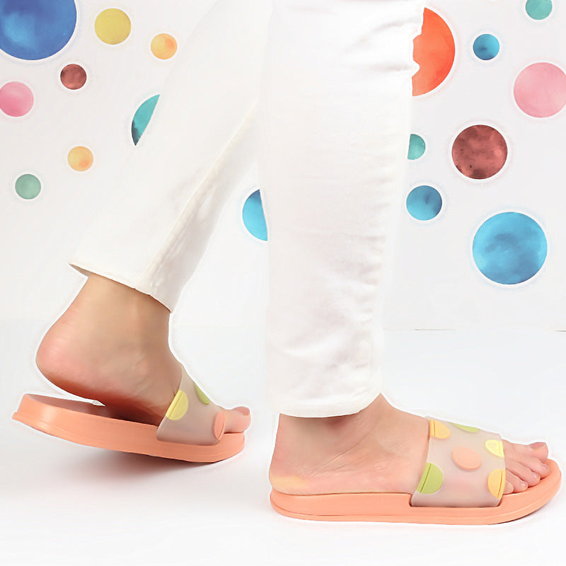 Non-slip Cute Cartoon Polka Dot Transparent Slippers