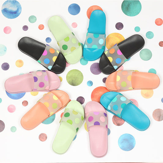 Non-slip Cute Cartoon Polka Dot Transparent Slippers
