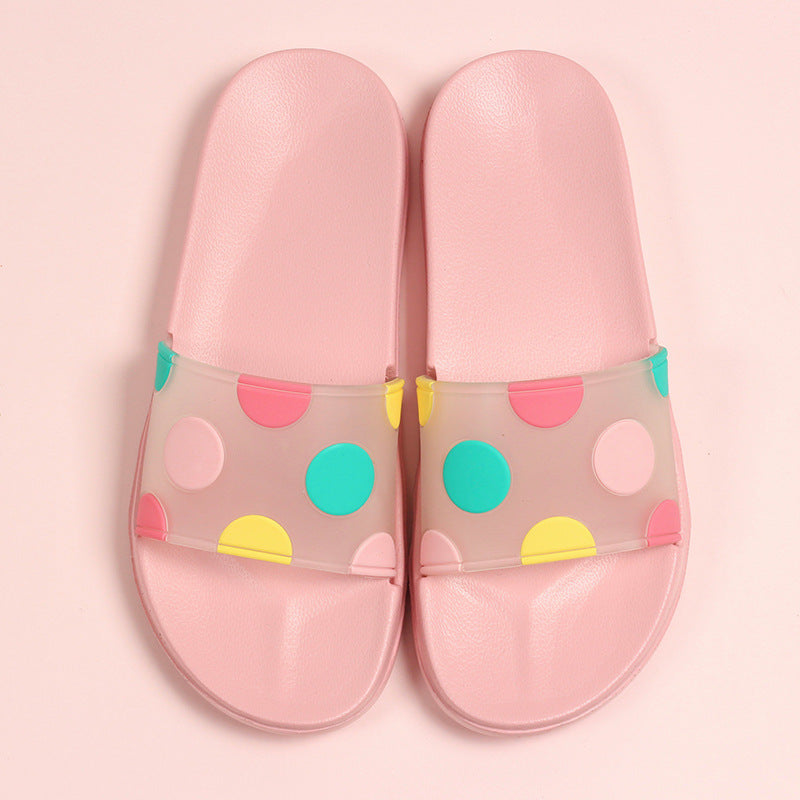 Non-slip Cute Cartoon Polka Dot Transparent Slippers