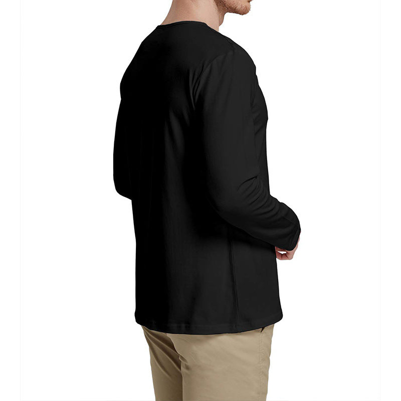 Large Size Men's European And American Long Sleeved Round Neck  T Shirt