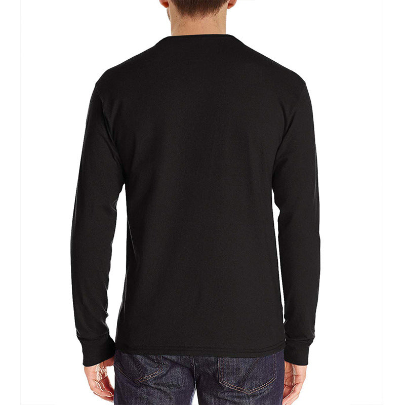 Large Size Men's European And American Long Sleeved Round Neck  T Shirt
