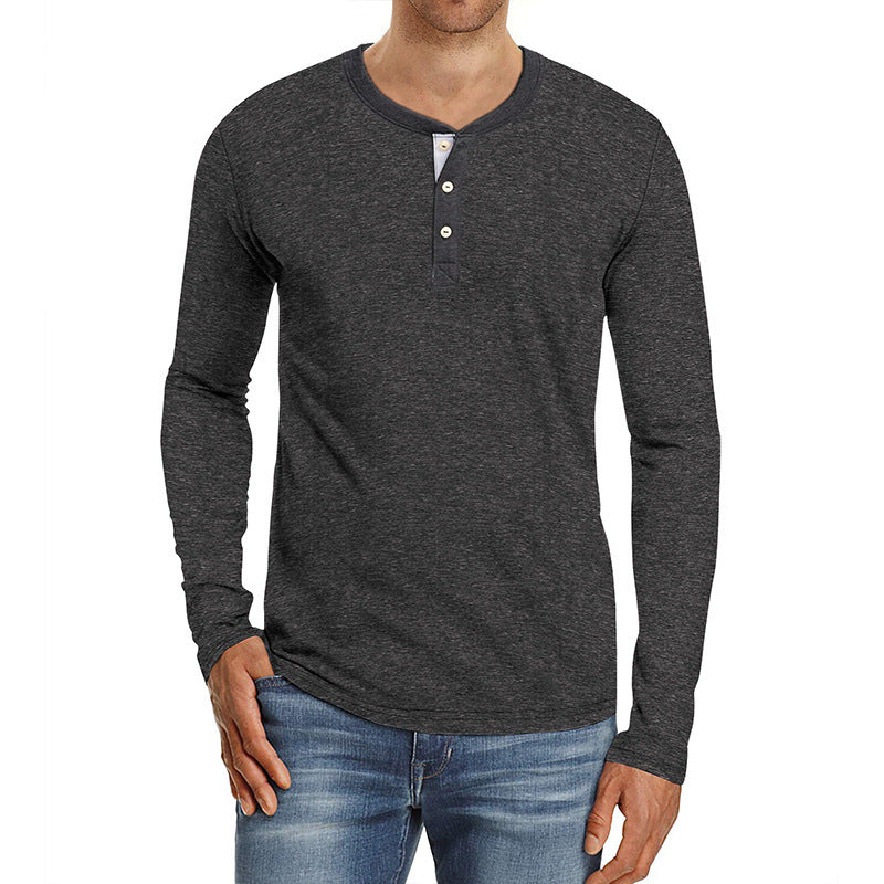 Large Size Men's European And American Long Sleeved Round Neck  T Shirt
