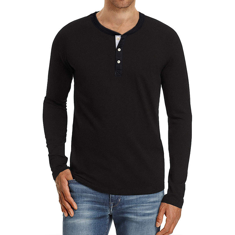 Large Size Men's European And American Long Sleeved Round Neck  T Shirt