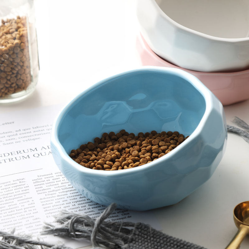 Cat And Dog Rice Bowl Water Bowl Teddy Large Capacity Oblique Mouth Rice Bowl