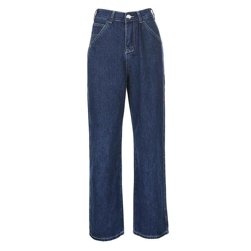 Store Lommer Draperede Moppende Denim Overalls