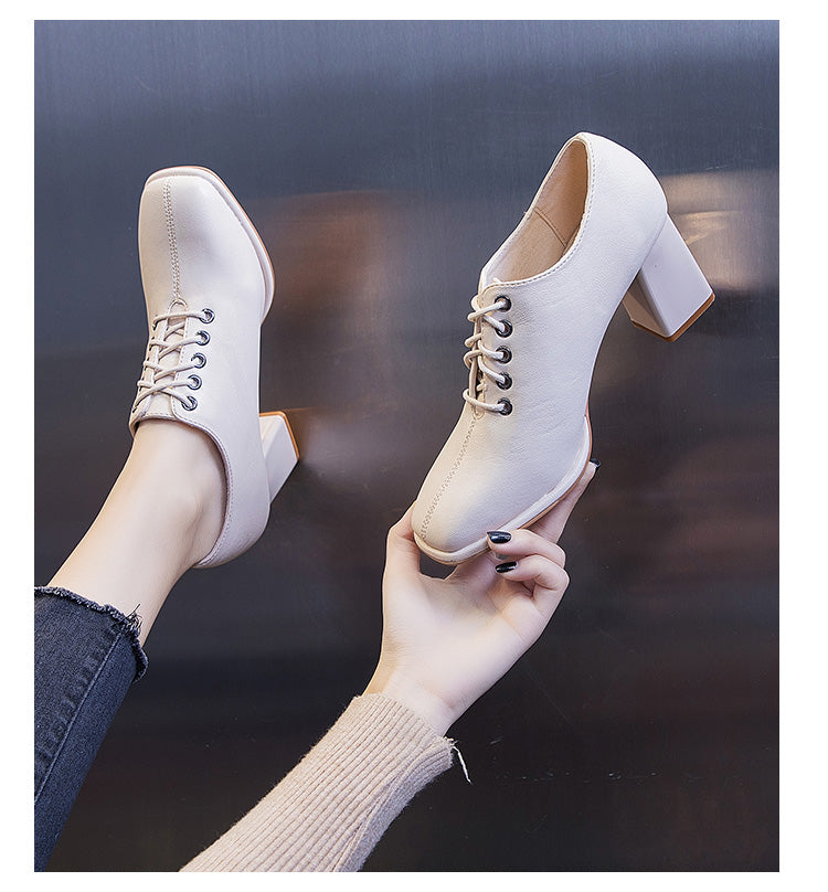 New Spring Spring And Autumn Deep-Mouth Mid-Heel Women's Shoes