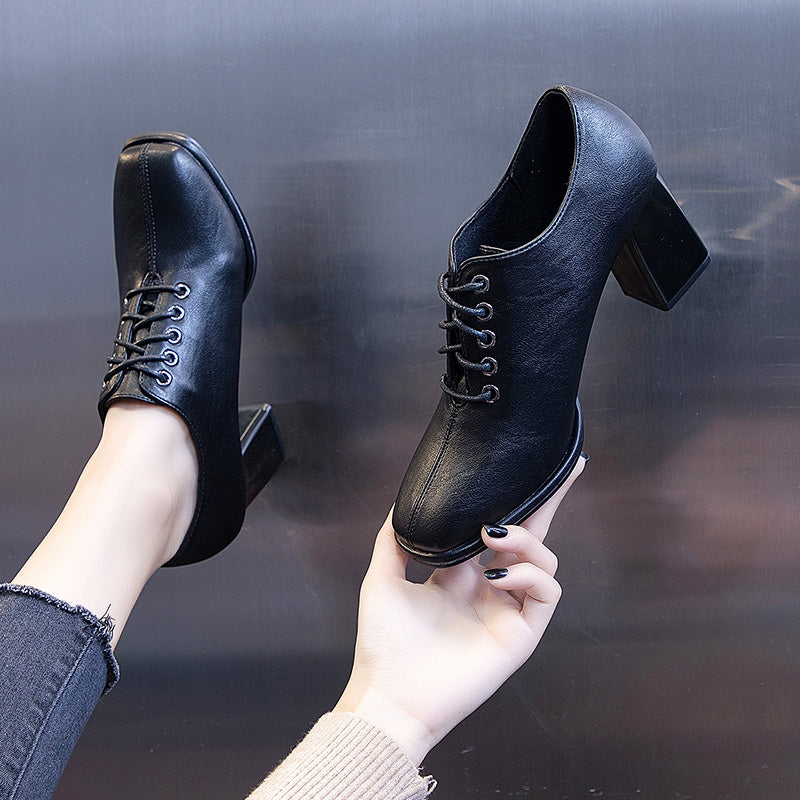 New Spring Spring And Autumn Deep-Mouth Mid-Heel Women's Shoes