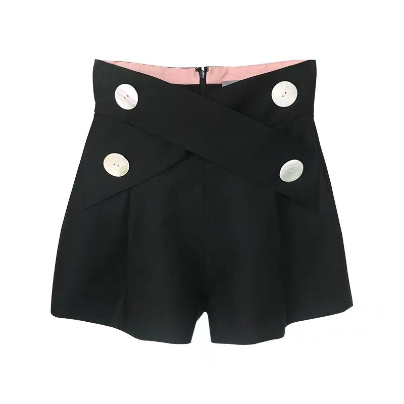 High Waist Casual A-line Wide-Leg Slimming Shorts Women's Pants