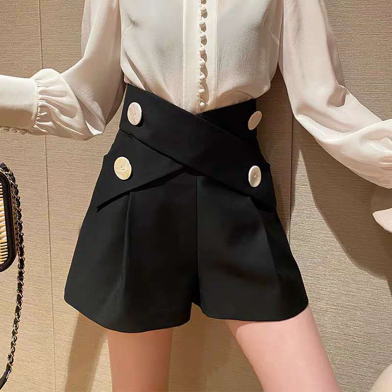 High Waist Casual A-line Wide-Leg Slimming Shorts Women's Pants