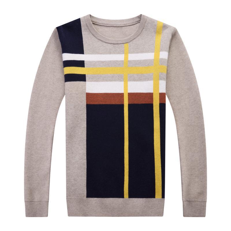 Herre Rundhals Stribet Løs Langærmet Sweater