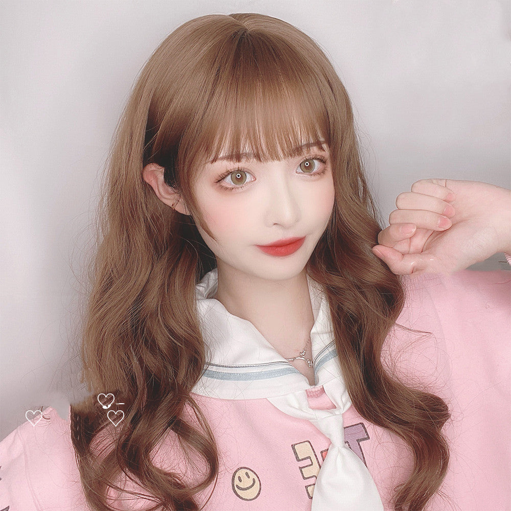Humming Wig Female Long Hair Long Curly Hair Naturally Realistic Full Hair Set Net Red Girl Daily Fake Hair