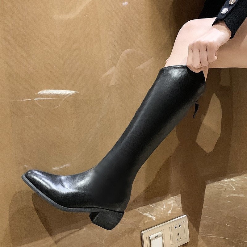 Western Cowboy Boots Web Celebrity With High Heel And Middle Heel