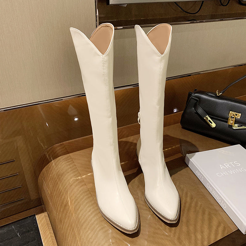 Western Cowboy Boots Web Celebrity With High Heel And Middle Heel