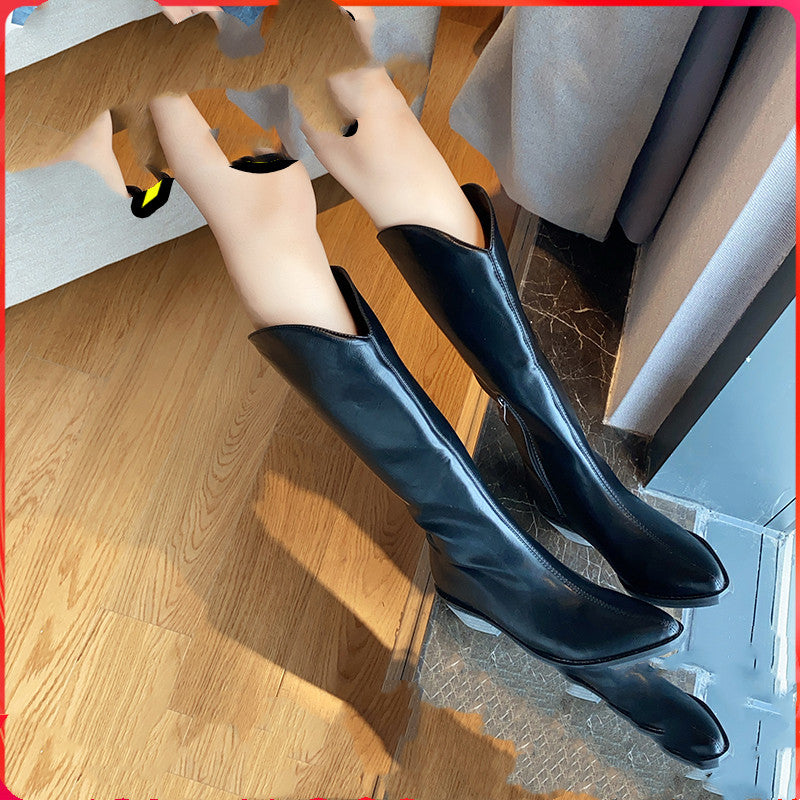 Western Cowboy Boots Web Celebrity With High Heel And Middle Heel