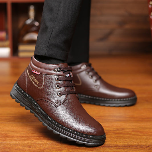 Casual Men's Cotton Shoes With Wool Warm High-Top Shoes