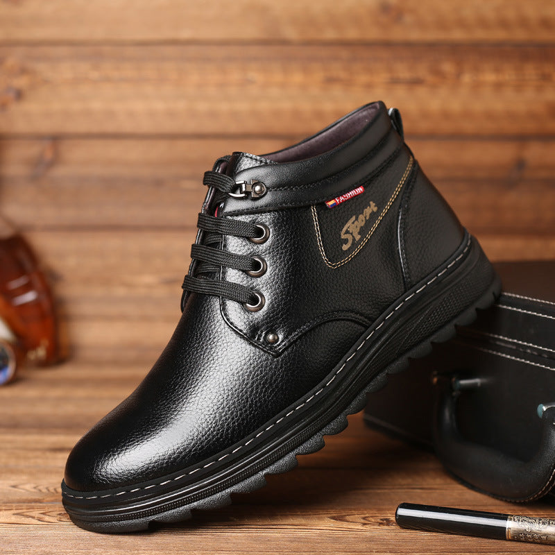 Casual Men's Cotton Shoes With Wool Warm High-Top Shoes