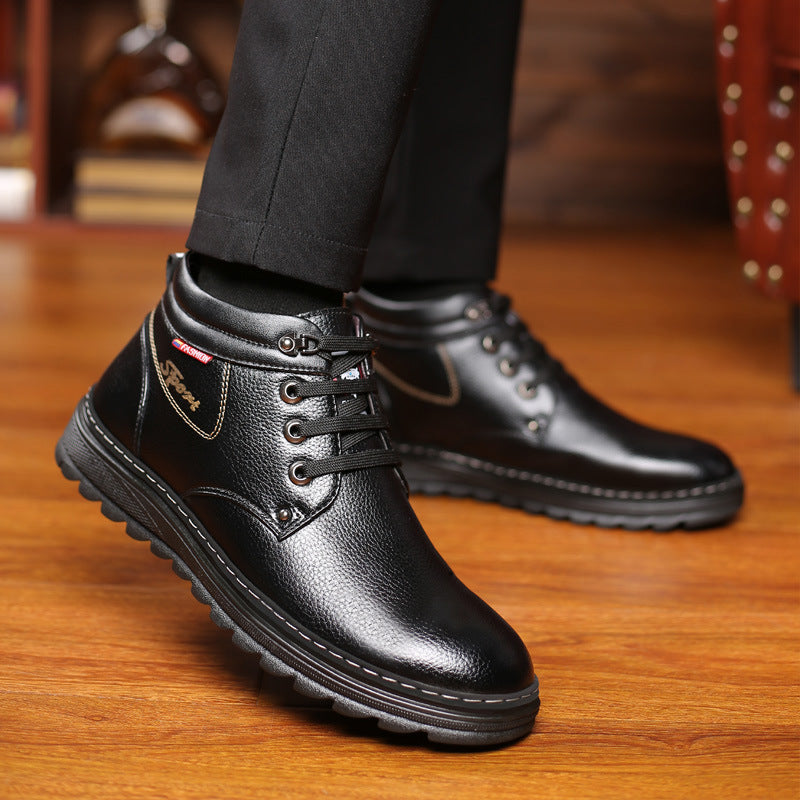 Casual Men's Cotton Shoes With Wool Warm High-Top Shoes