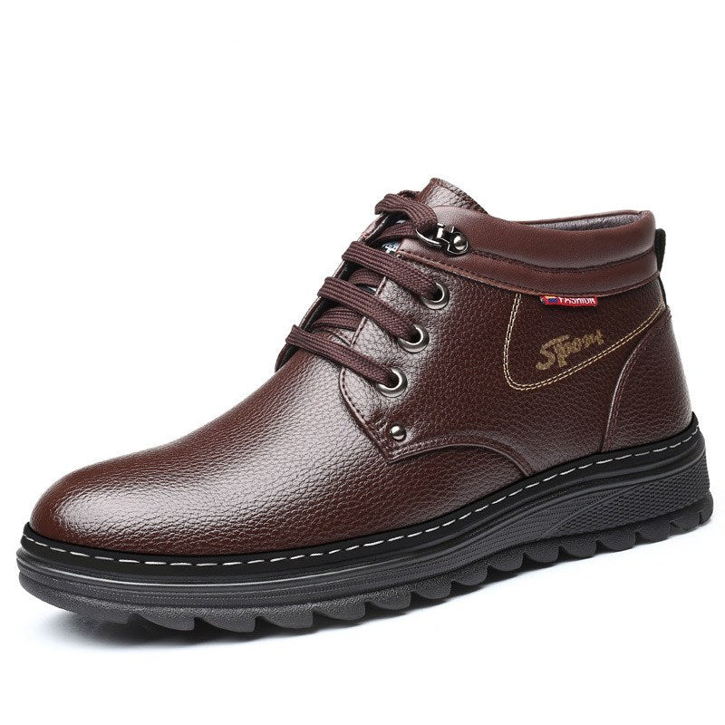 Casual Men's Cotton Shoes With Wool Warm High-Top Shoes