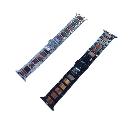 Stainless Steel Strap with Wooden Butterfly Buckle