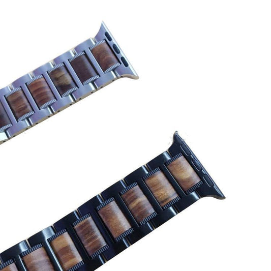 Stainless Steel Strap with Wooden Butterfly Buckle