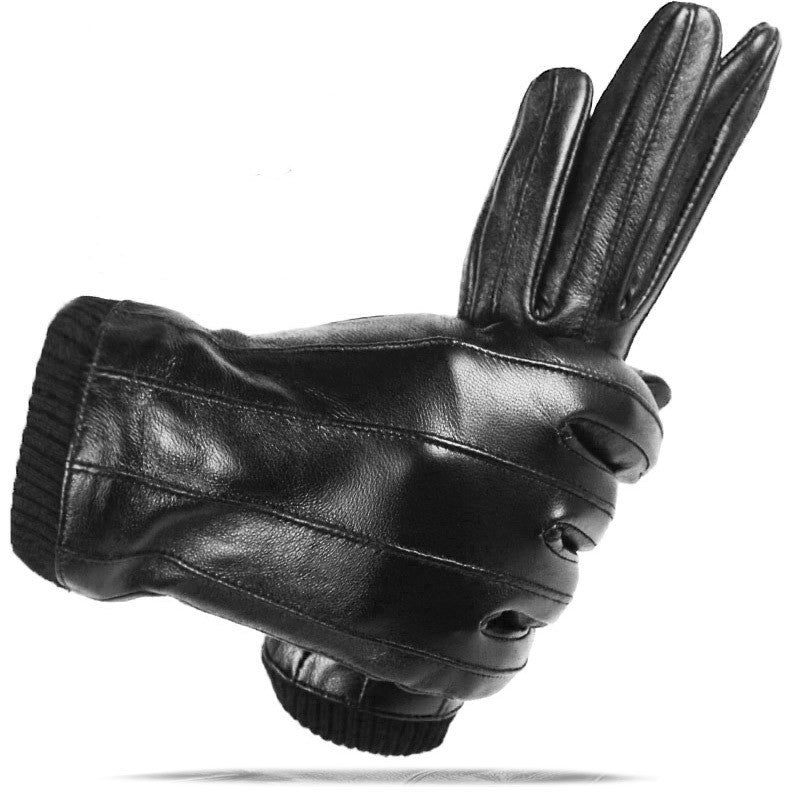 Touch Screen Winter Sheepskin Men's Leather Gloves