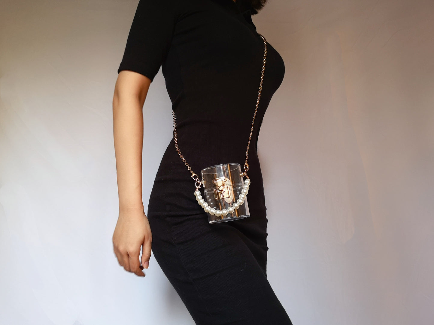 New Pearl Portable Transparent Acrylic Bucket Bag