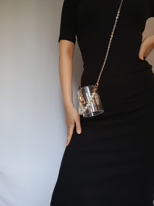 New Pearl Portable Transparent Acrylic Bucket Bag