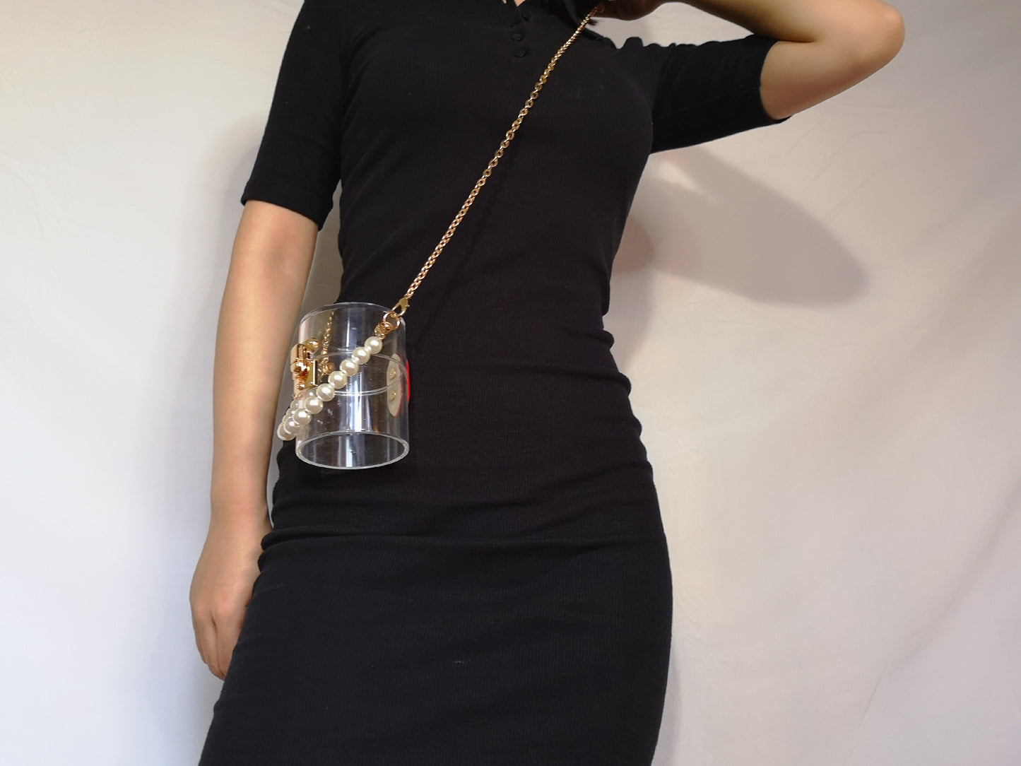 New Pearl Portable Transparent Acrylic Bucket Bag