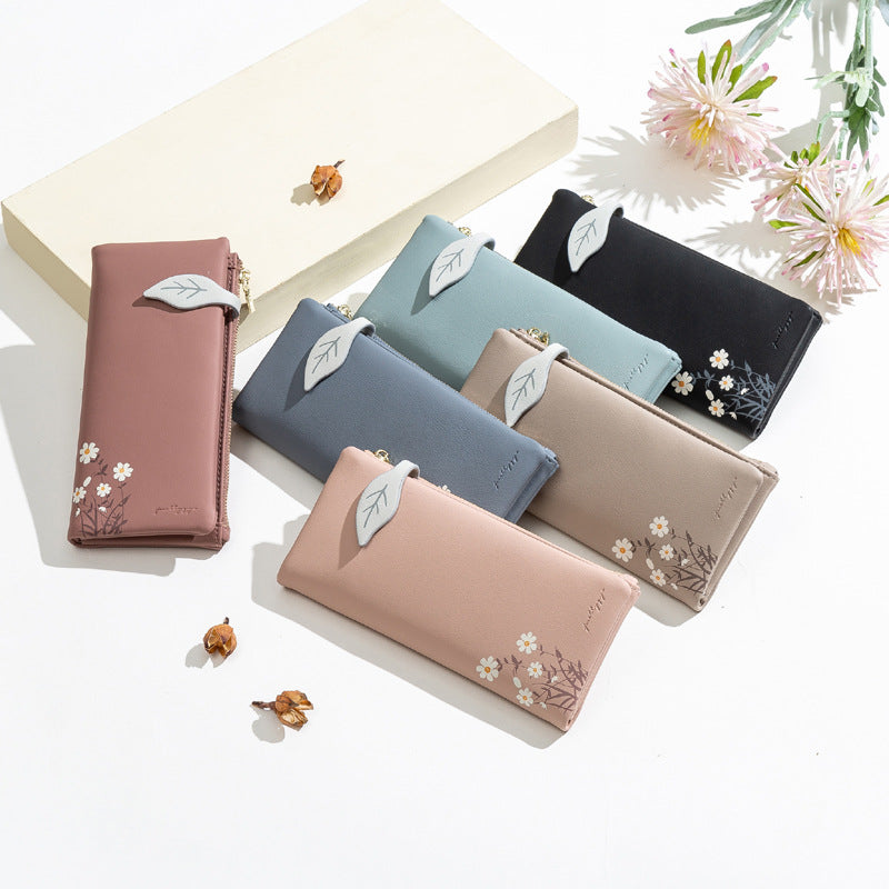 Printed Ladies Long Wallet Large Capacity Folding PU Female Hand Bag