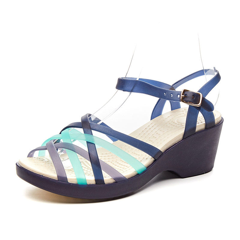 Color Striped High Heel All-match Soft Summer Sandals