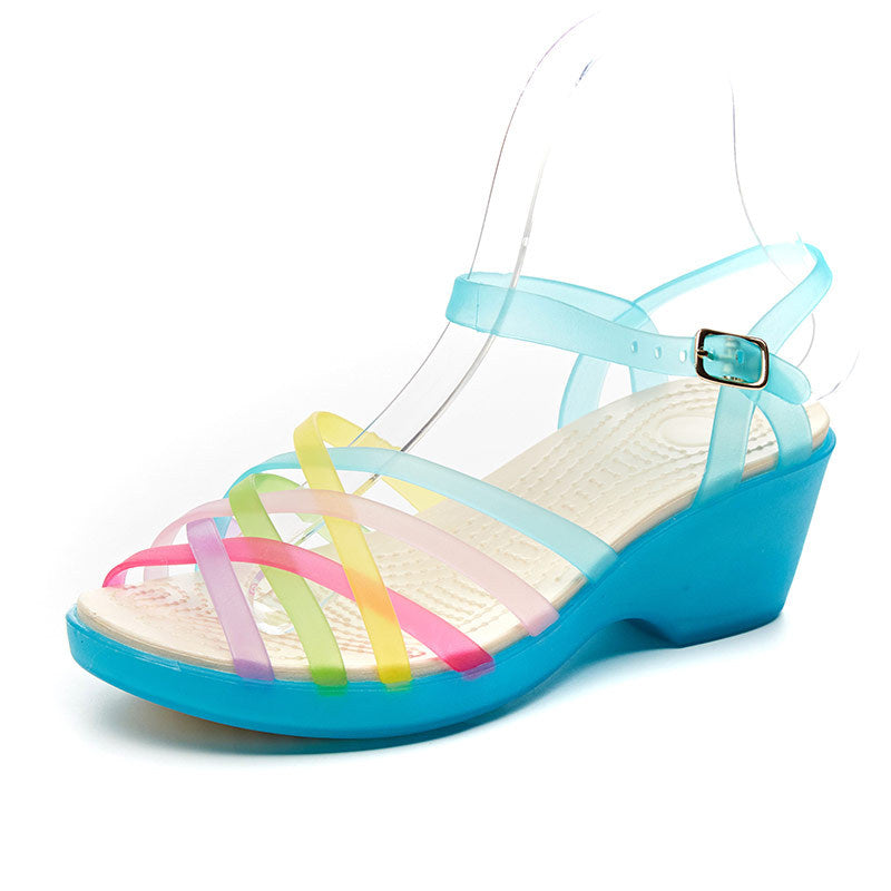 Color Striped High Heel All-match Soft Summer Sandals