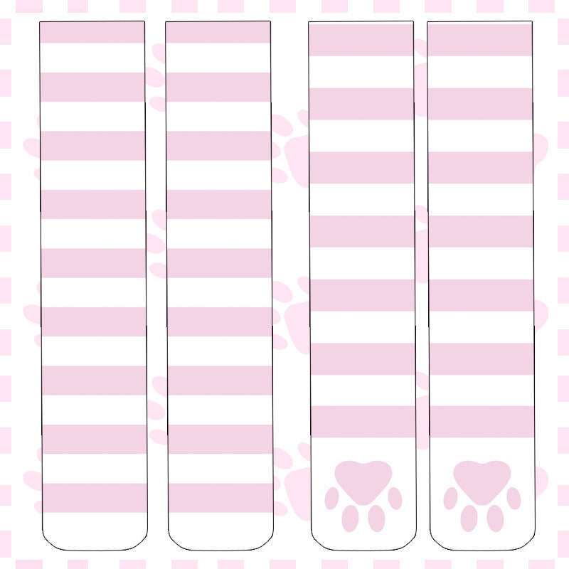 Cute Blue And White Striped Print Long High Socks