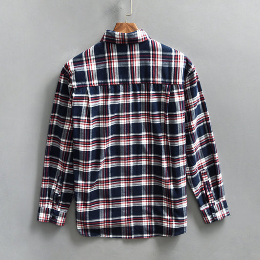 Spring Men's Retro Plaid Casual Shirt