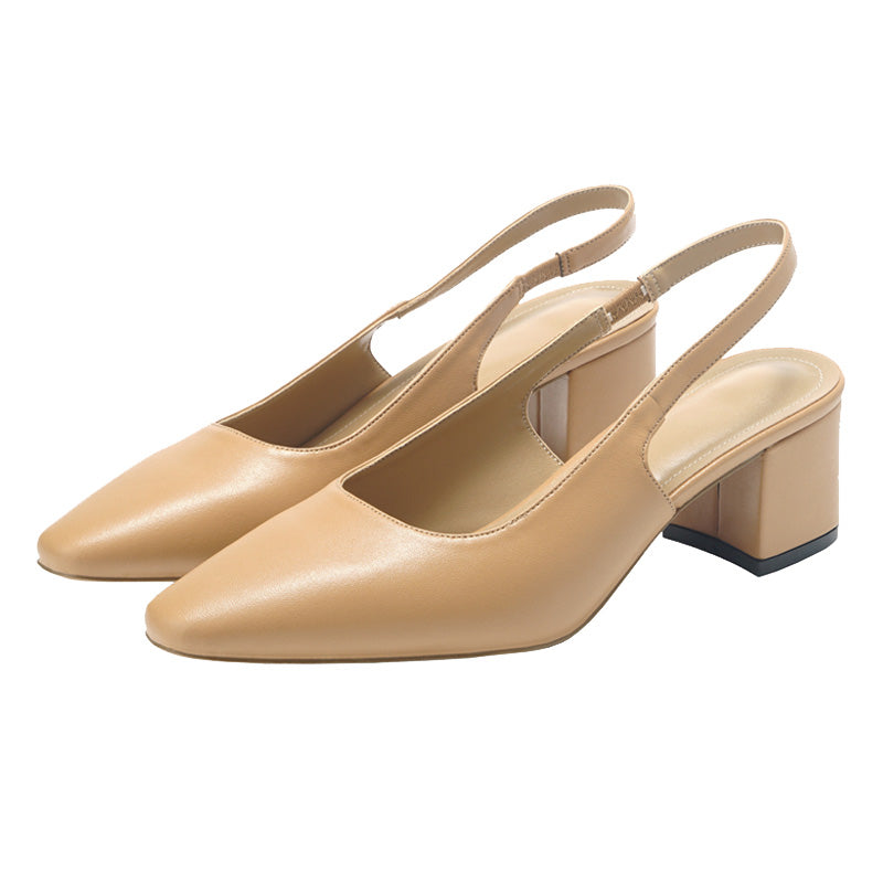 Retro Square Head Grandma Shoes Chunky Heel High Heels