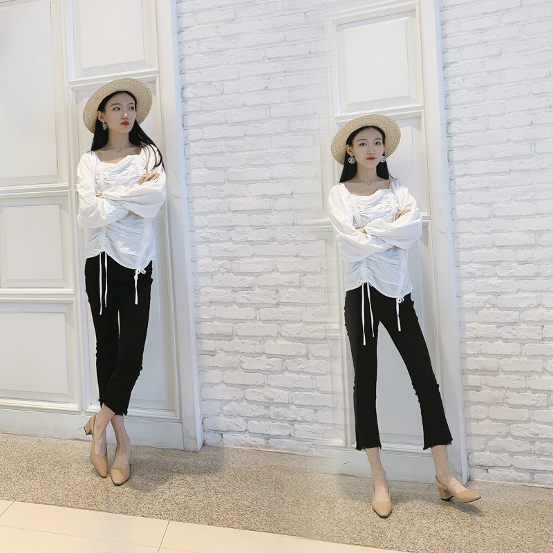 Retro Square Head Grandma Shoes Chunky Heel High Heels