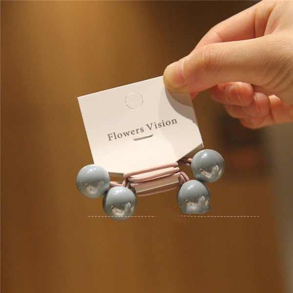 Double-Headed Bead Rubber Band Acrylic Hair Tie